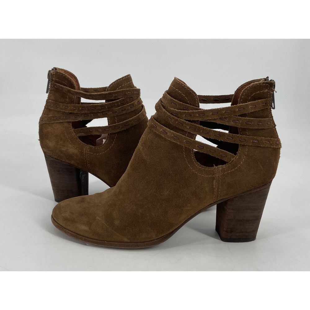 Frye Naomi Pickstitch Shootie Women's Size 8.5 B Brown Suede Ankle Booties Boots
